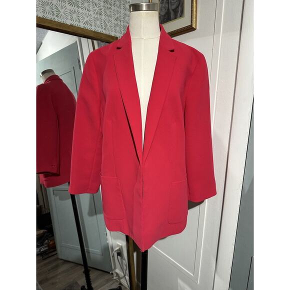 Talbots Hot Pink Blazer Jacket Size 12 Career Classic Fuschia Barbie - Picture 1 of 8